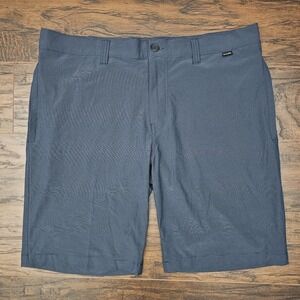 Travis Mathew Mens 36 Fit Blue Striped Performance Shorts Flat Front Stretch‎